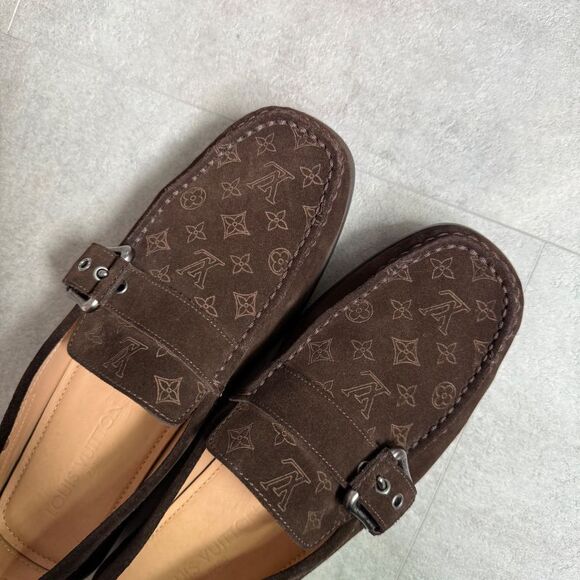 Louis Vuitton Suede Leather Monogram Driving Shoes Belt 7 26cm (10.24in) - Picture 3 of 10